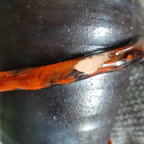 Chipped Mid-Century Italian Pottery Jug Lava Red Glaze Reeding Raymor Period - Picture 2 of 13